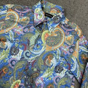Riscatto Paisley Shirt Men's Large Vibrant Multicolor Long Sleeve Button Romania